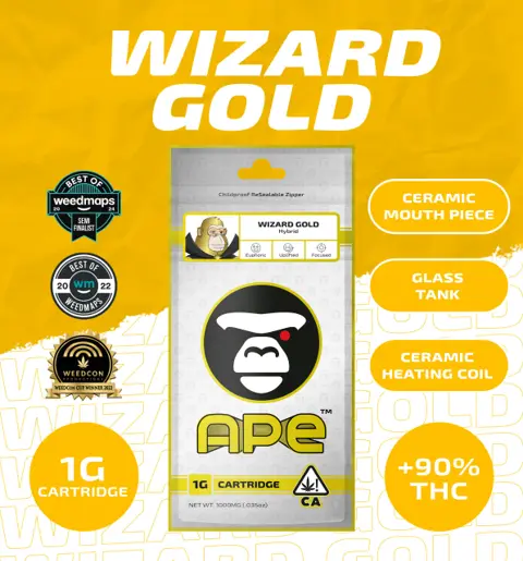 Ape 1G Vape - Wizard Gold (H) — Sauce Cart vape cartridge