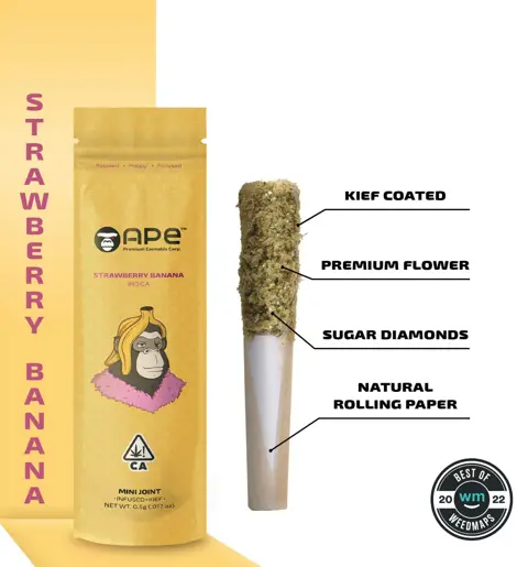 Ape (Strawberry Banana) Mini Joint Infused+Kief (0.5G) infused pre-roll