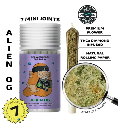 Ape -Alien OG (I) - 7 Diamond Infused Mini Joints (3.5G - 0.5G Each) infused pre-roll